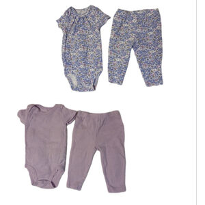 Carter’s Just One You 6M Baby Girl Outfit Sets Bundle Floral & Purple 4-Piece